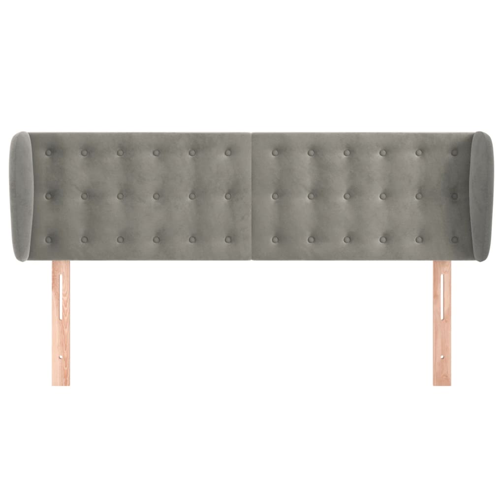 Testiera ad Orecchio Grigio Chiaro 147x23x78/88 cm in Velluto 3117626