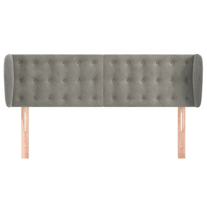 Testiera ad Orecchio-Testata con Orecchie Grigio Chiaro 147x23x78/88 cm in Velluto 435650