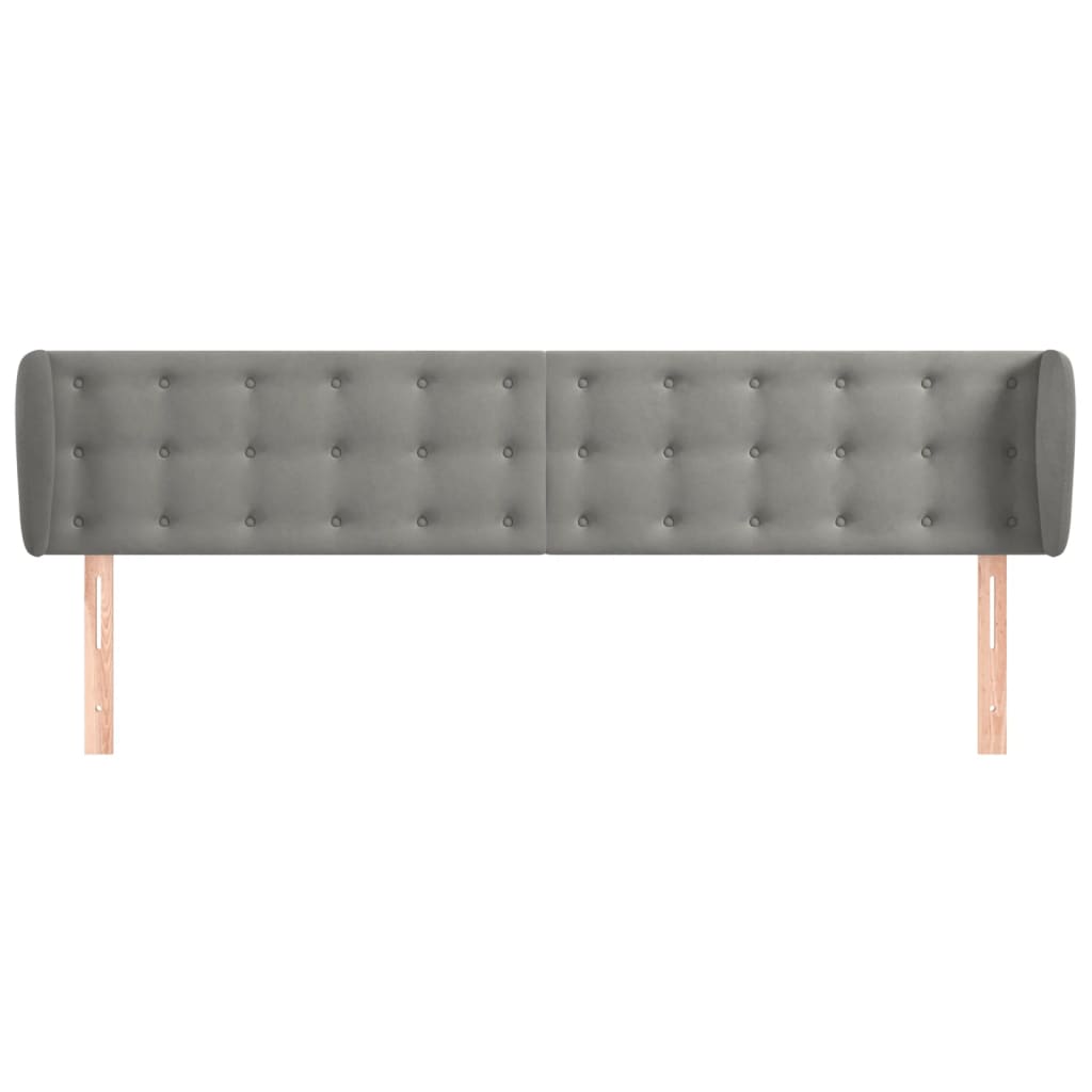 Testiera ad Orecchio-Testata con Orecchie Grigio Chiaro 203x23x78/88 cm in Velluto 949850