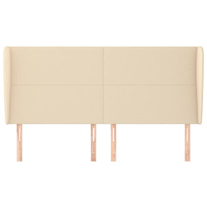 Testiera ad Orecchio-Testata con Orecchie Crema 163x23x118/128 cm in Tessuto 451597