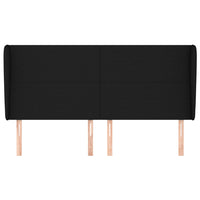 Testiera ad Orecchio-Testata con Orecchie Nera 183x23x118/128 cm in Tessuto 845252