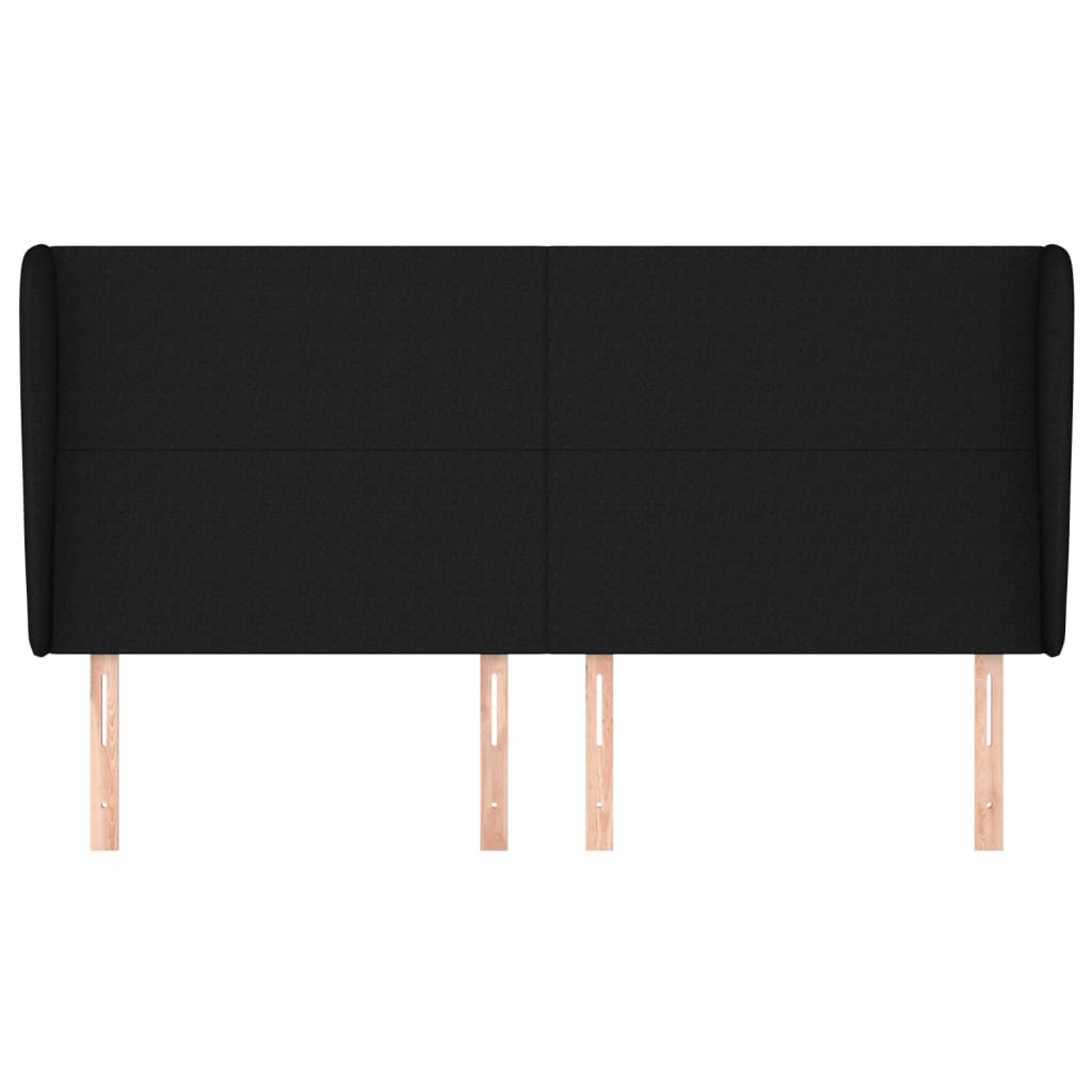 Testiera ad Orecchio-Testata con Orecchie Nera 203x23x118/128 cm in Tessuto 470417