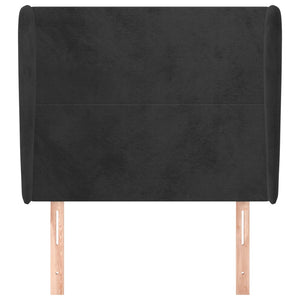 Testiera ad Orecchio Nera 83x23x118/128 cm in Velluto 3117708