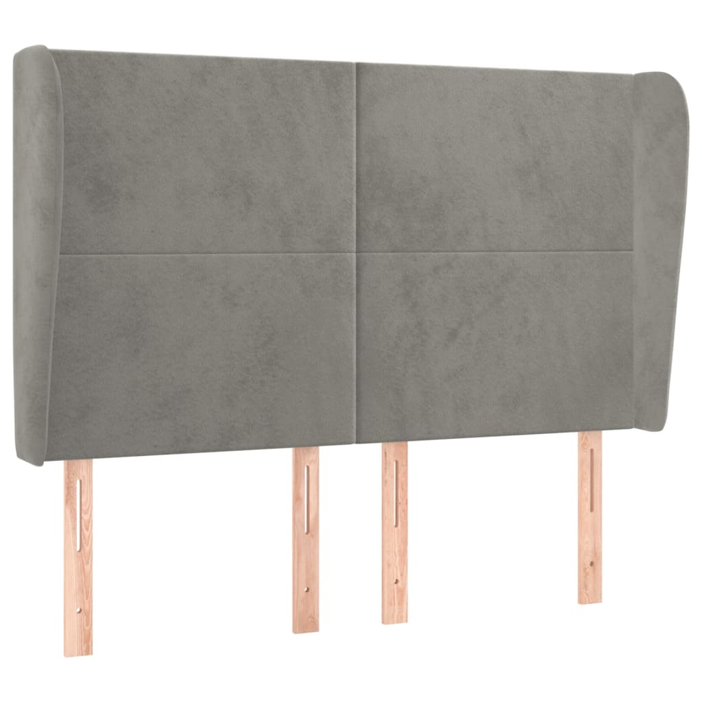 Testiera ad Orecchio-Testata con Orecchie Grigio Chiaro 147x23x118/128 cm in Velluto 233159