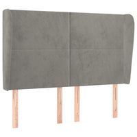 Testiera ad Orecchio-Testata con Orecchie Grigio Chiaro 147x23x118/128 cm in Velluto 233159