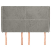 Testiera ad Orecchio-Testata con Orecchie Grigio Chiaro 147x23x118/128 cm in Velluto 233159