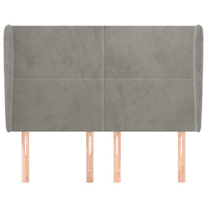 Testiera ad Orecchio-Testata con Orecchie Grigio Chiaro 147x23x118/128 cm in Velluto 233159