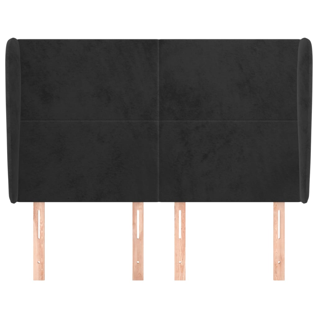 Testiera ad Orecchio-Testata con Orecchie Nera 147 x 23 x 118/128 cm in Velluto 364975