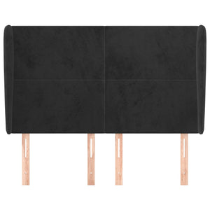 Testiera ad Orecchio-Testata con Orecchie Nera 147 x 23 x 118/128 cm in Velluto 364975