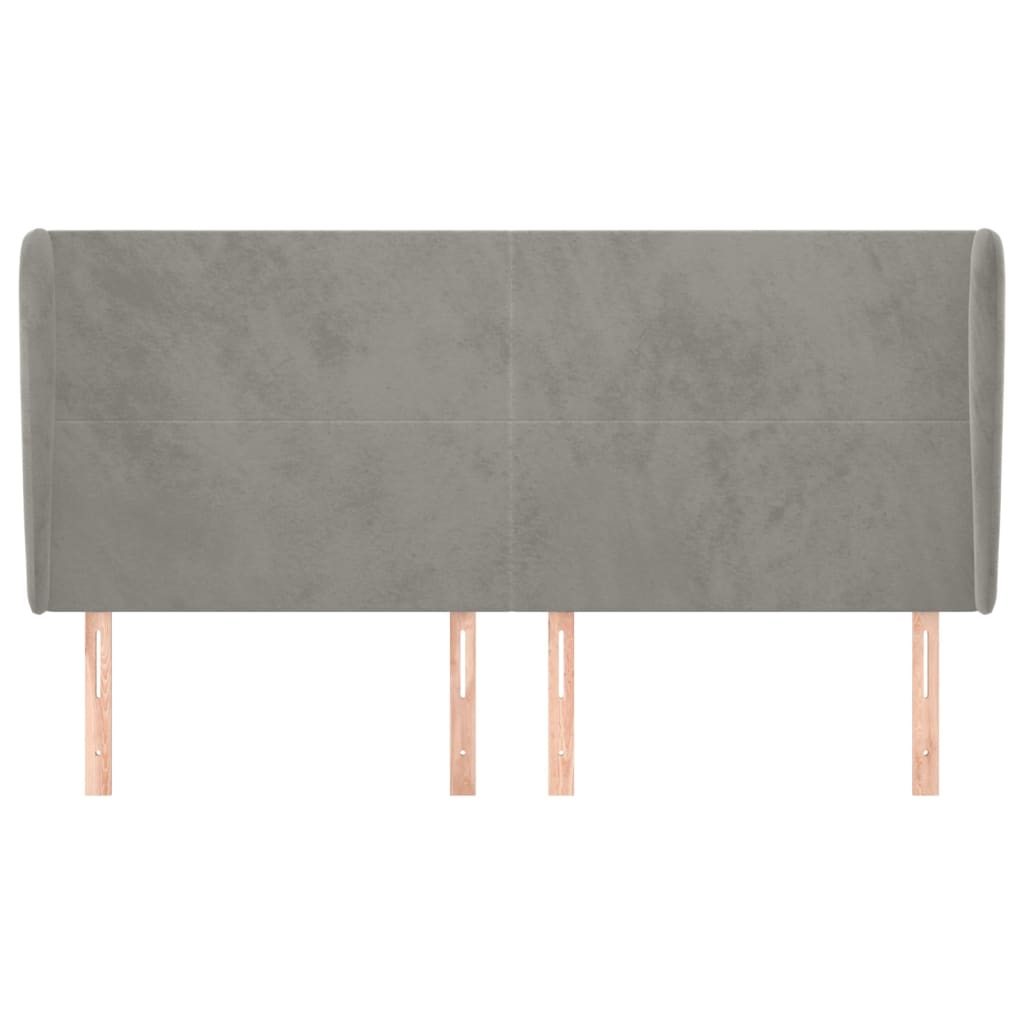 Testiera ad Orecchio-Testata con Orecchie Grigio Chiaro 163x23x118/128 cm in Velluto 538540