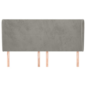 Testiera ad Orecchio-Testata con Orecchie Grigio Chiaro 163x23x118/128 cm in Velluto 538540