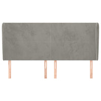 Testiera ad Orecchio-Testata con Orecchie Grigio Chiaro 203x23x118/128 cm in Velluto 401543