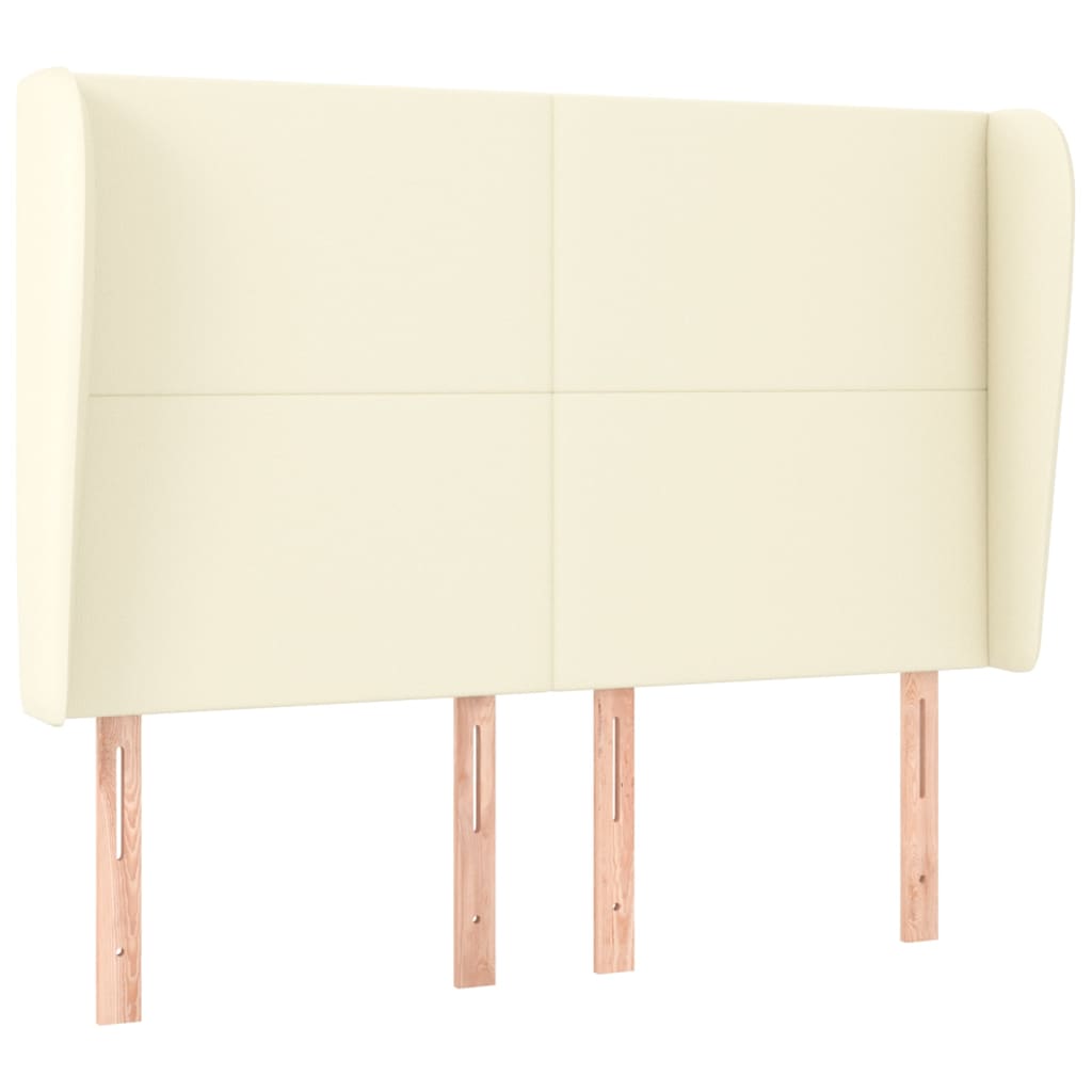 Testiera ad Orecchio-Testata con Orecchie Crema 147x23x118/128 cm in Similpelle