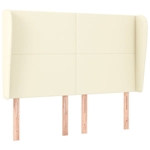 Testiera ad Orecchio-Testata con Orecchie Crema 147x23x118/128 cm in Similpelle