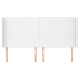 Testiera ad Orecchio-Testata con Orecchie Bianca 183x23x118/128 cm in Similpelle 685428