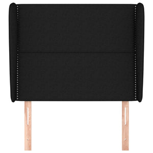 Testiera ad Orecchio-Testata con Orecchie Nera 83x23x118/128 cm in Tessuto 582715