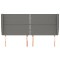 Testiera ad Orecchio-Testata con Orecchie GrigioScuro 163x23x118/128cm in Tessuto 925747