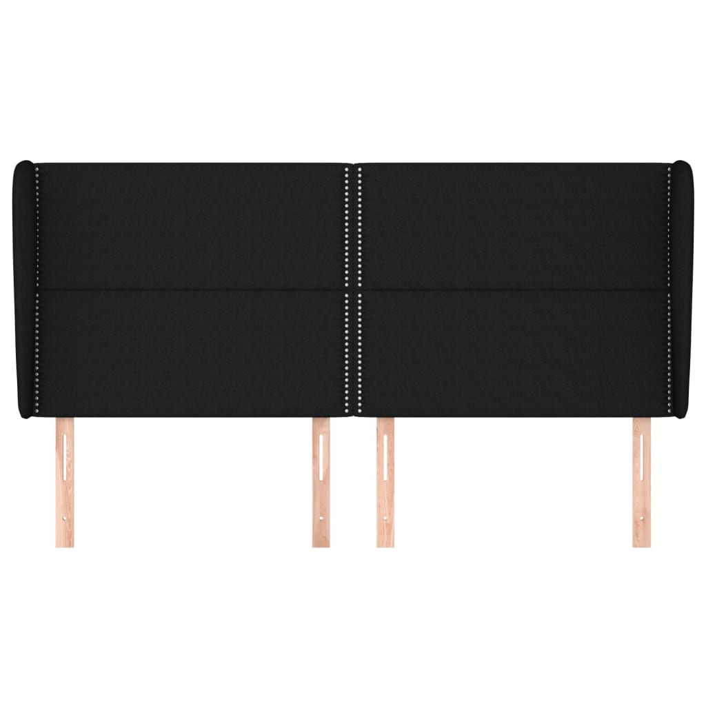 Testiera ad Orecchio-Testata con Orecchie Nera 203x23x118/128 cm in Tessuto 831413