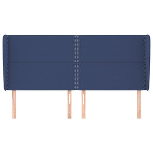 Testiera ad Orecchio-Testata con Orecchie Blu 203x23x118/128 cm in Tessuto 360013