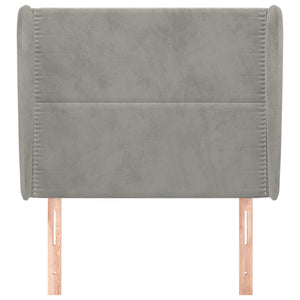 Testiera ad Orecchio-Testata con Orecchie Grigio Chiaro 103x23x118/128 cm in Velluto 216324