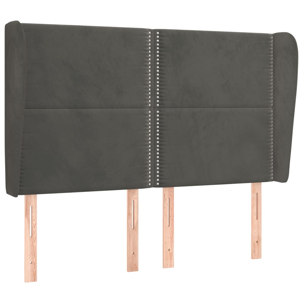 Testiera ad Orecchio-Testata con Orecchie GrigioScuro 147x23x118/128cm in Velluto 303807