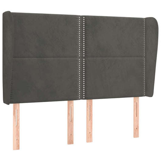 Testiera ad Orecchio-Testata con Orecchie GrigioScuro 147x23x118/128cm in Velluto 303807