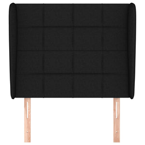 Testiera ad Orecchio-Testata con Orecchie Nera 83x23x118/128 cm in Tessuto 468231