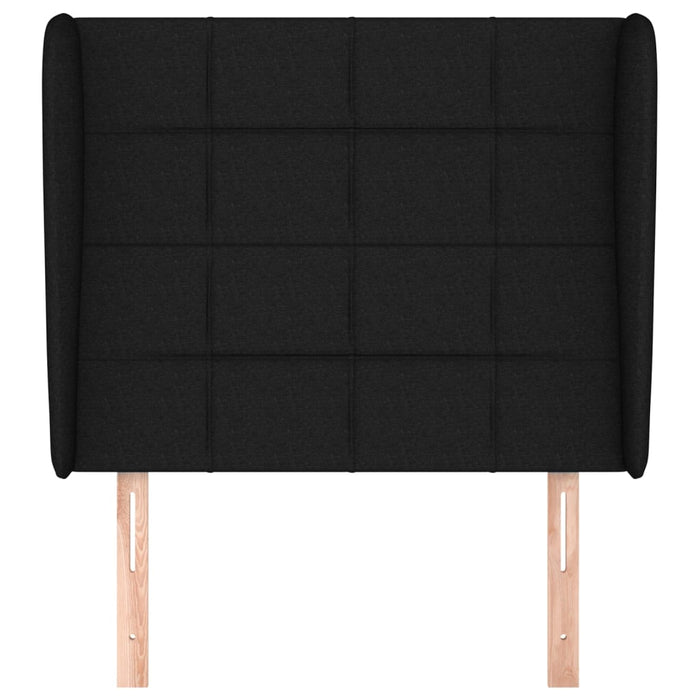 Testiera ad Orecchio-Testata con Orecchie Nera 83x23x118/128 cm in Tessuto 468231