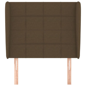 Testiera ad Orecchio-Testata con Orecchie Marrone Scuro 83x23x118/128 cm in Tessuto 146905