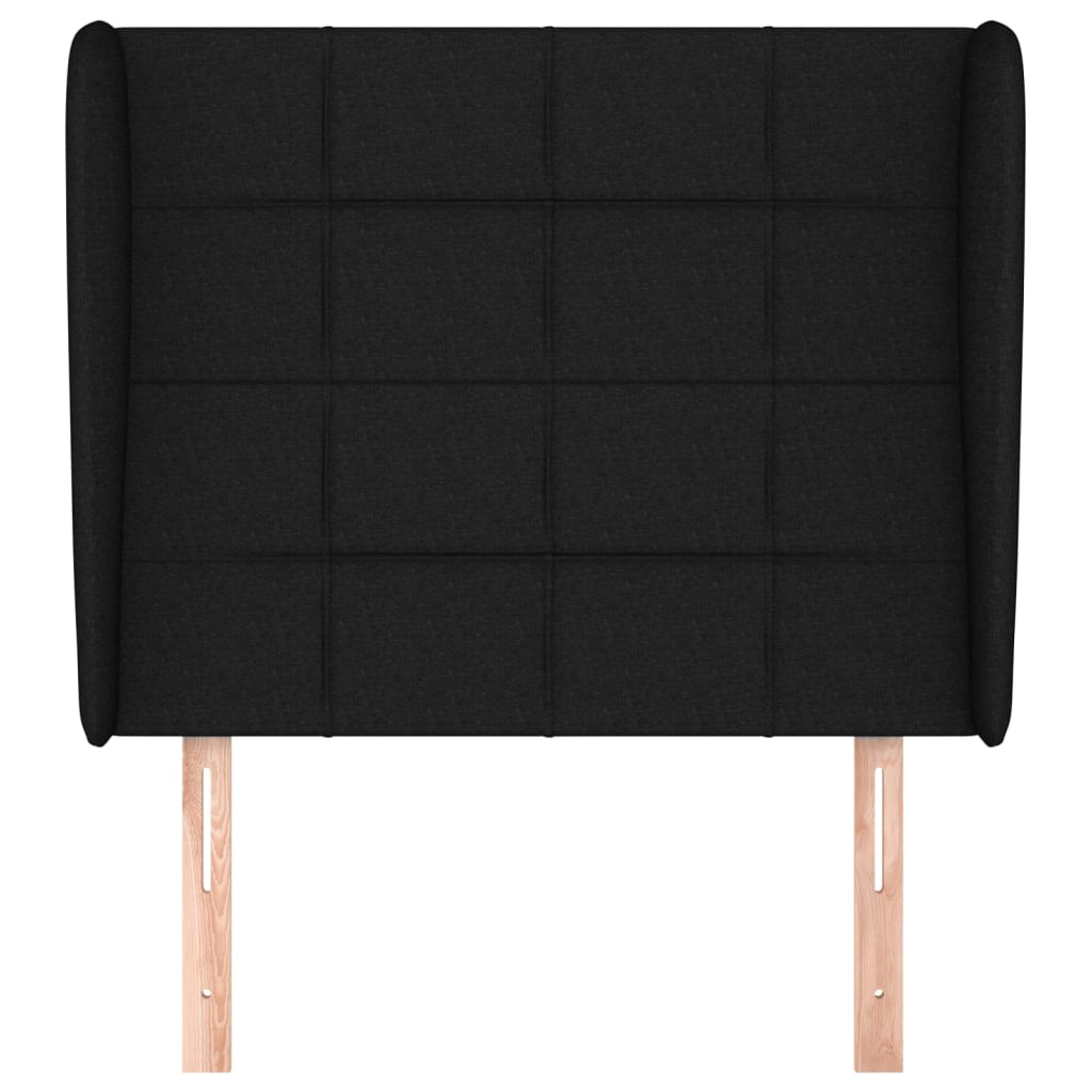 Testiera ad Orecchio-Testata con Orecchie Nera 103x23x118/128 cm in Tessuto 434699