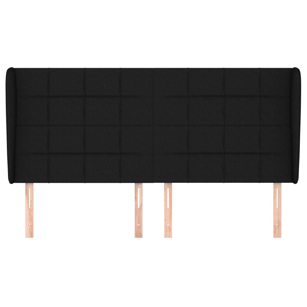 Testiera ad Orecchio Nera 163x23x118/128 cm in Tessuto 3117964