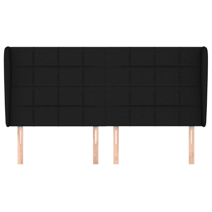 Testiera ad Orecchio-Testata con Orecchie Nera 183x23x118/128 cm in Tessuto 210025