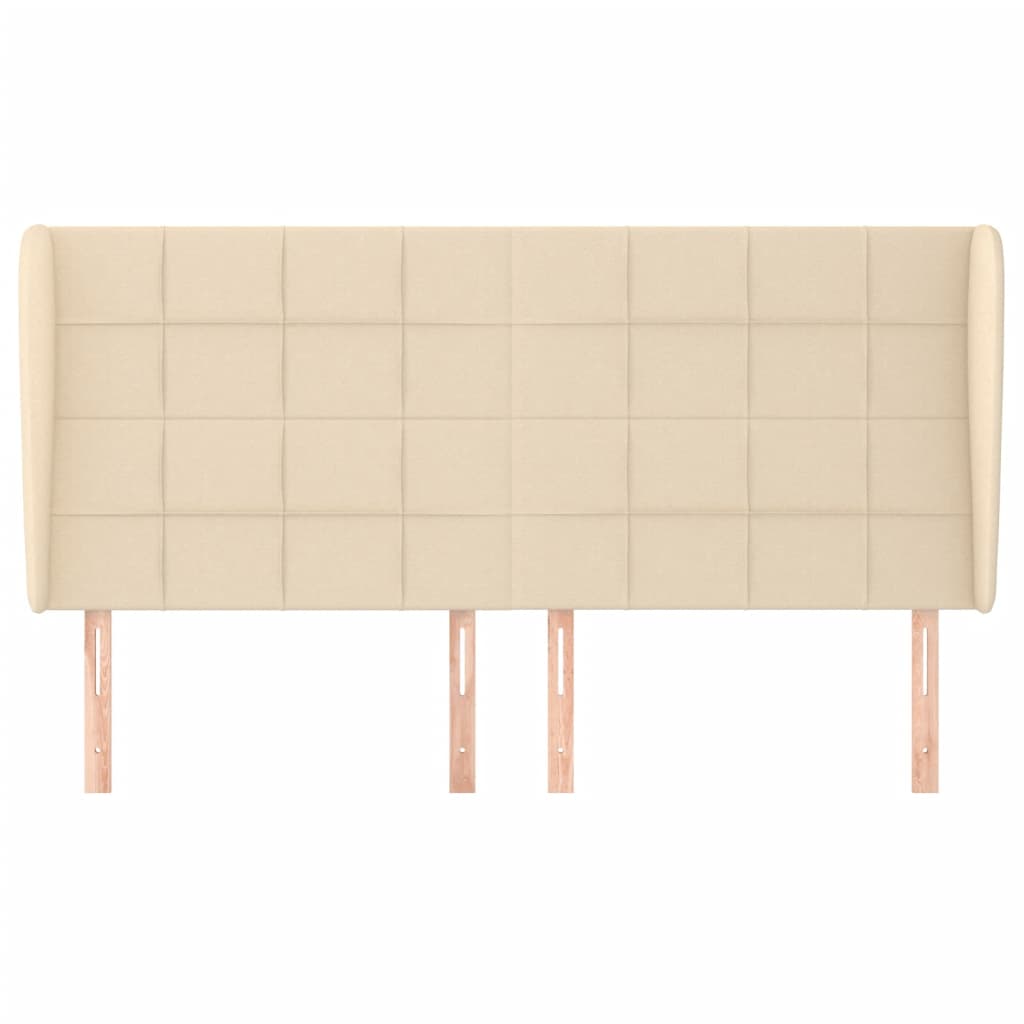 Testiera ad Orecchio-Testata con Orecchie Crema 183x23x118/128 cm in Tessuto 534454