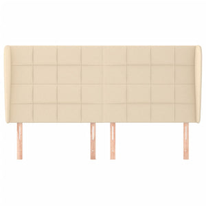 Testiera ad Orecchio-Testata con Orecchie Crema 183x23x118/128 cm in Tessuto 534454