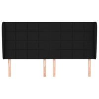 Testiera ad Orecchio-Testata con Orecchie Nera 203x23x118/128 cm in Tessuto 456989