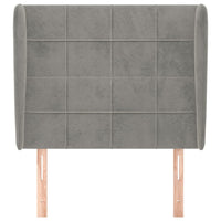 Testiera ad Orecchio-Testata con Orecchie Grigio Chiaro 83x23x118/128 cm in Velluto 643057