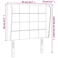 Testiera ad Orecchio Rosa 83x23x118/128 cm in Velluto 3117991