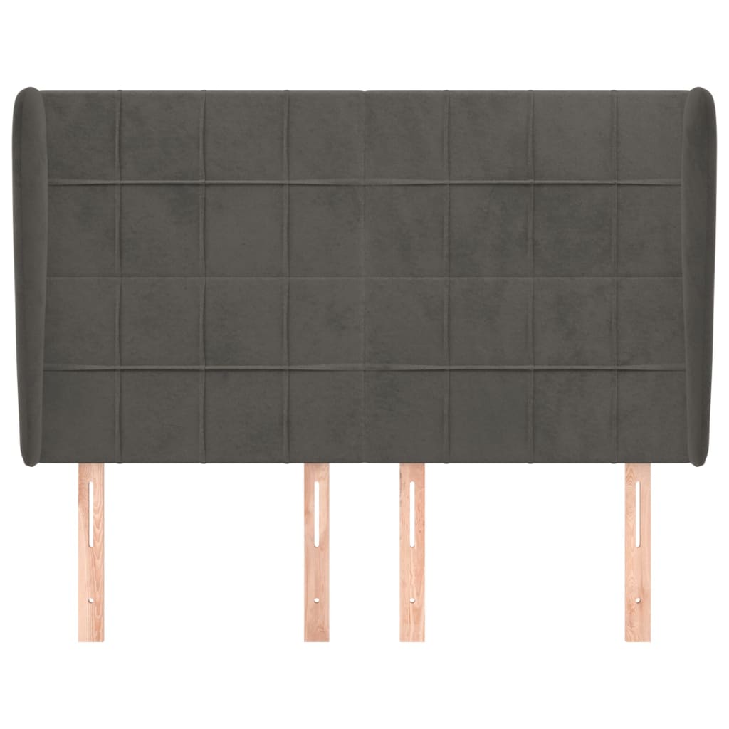 Testiera ad Orecchio-Testata con Orecchie GrigioScuro 147x23x118/128cm in Velluto 955044