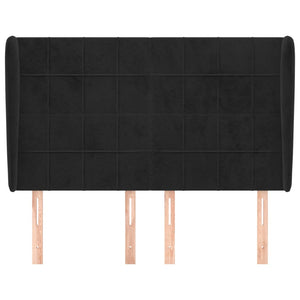 Testiera ad Orecchio-Testata con Orecchie Nera 147 x 23 x 118/128 cm in Velluto 131822