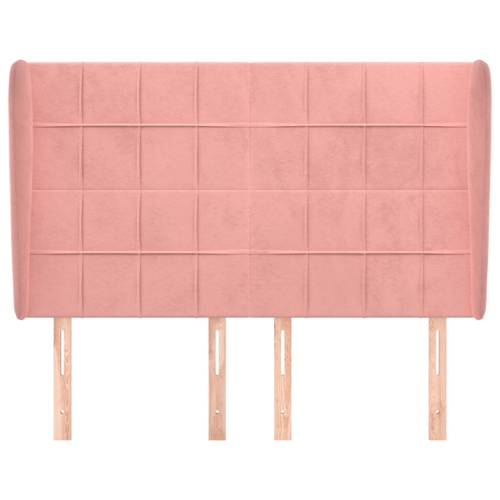 Testiera ad Orecchio-Testata con Orecchie Rosa 147x23x118/128 cm in Velluto 227197