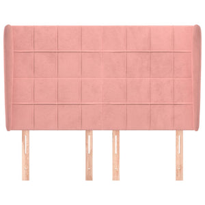 Testiera ad Orecchio-Testata con Orecchie Rosa 147x23x118/128 cm in Velluto 227197