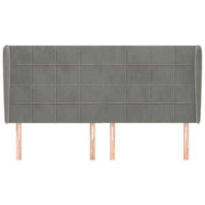 Testiera ad Orecchio-Testata con Orecchie Grigio Chiaro 163x23x118/128 cm in Velluto 213378