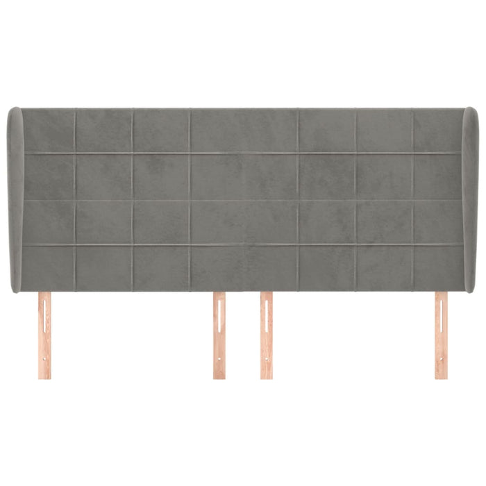 Testiera ad Orecchio Grigio Chiaro 203x23x118/128 cm in Velluto cod mxl 49227