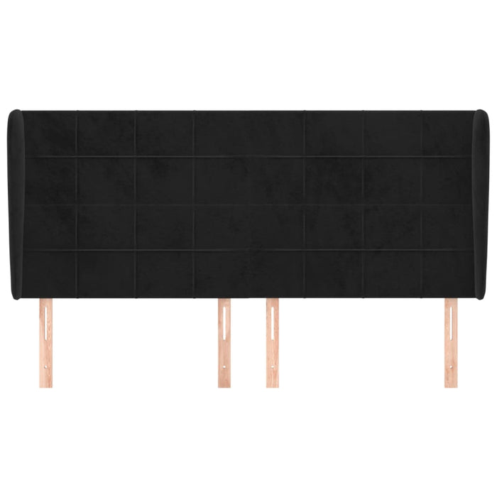 Testiera ad Orecchio-Testata con Orecchie Nera 203x23x118/128 cm in Velluto 182159