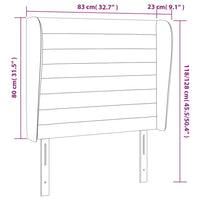 Testiera ad Orecchio-Testata con Orecchie Grigio Scuro 83x23x118/128 cm in Tessuto 799290