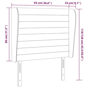 Testiera ad Orecchio-Testata con Orecchie Nera 93x23x118/128 cm in Tessuto 710398