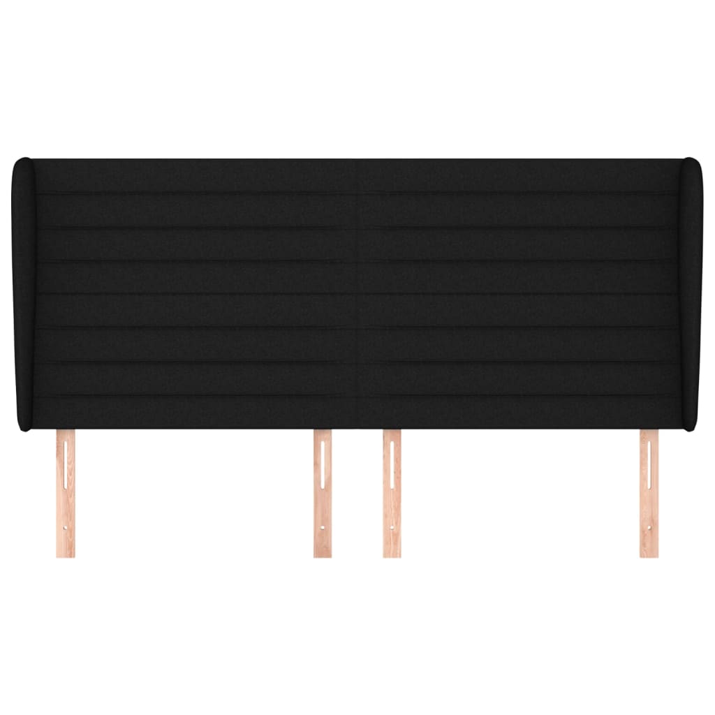 Testiera ad Orecchio-Testata con Orecchie Nera 183x23x118/128 cm in Tessuto 816759