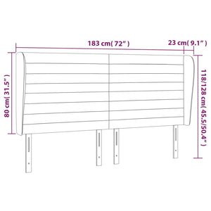 Testiera ad Orecchio-Testata con Orecchie Nera 183x23x118/128 cm in Tessuto 816759