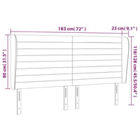 Testiera ad Orecchio-Testata con Orecchie Tortora 183x23x118/128 cm in Tessuto 856612