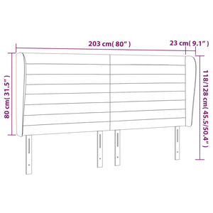 Testiera ad Orecchio-Testata con Orecchie Blu 203x23x118/128 cm in Tessuto 872852